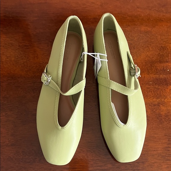 Old Navy Shoes - Old Navy Sage Green Mary Jane Flats with Buckle Strap